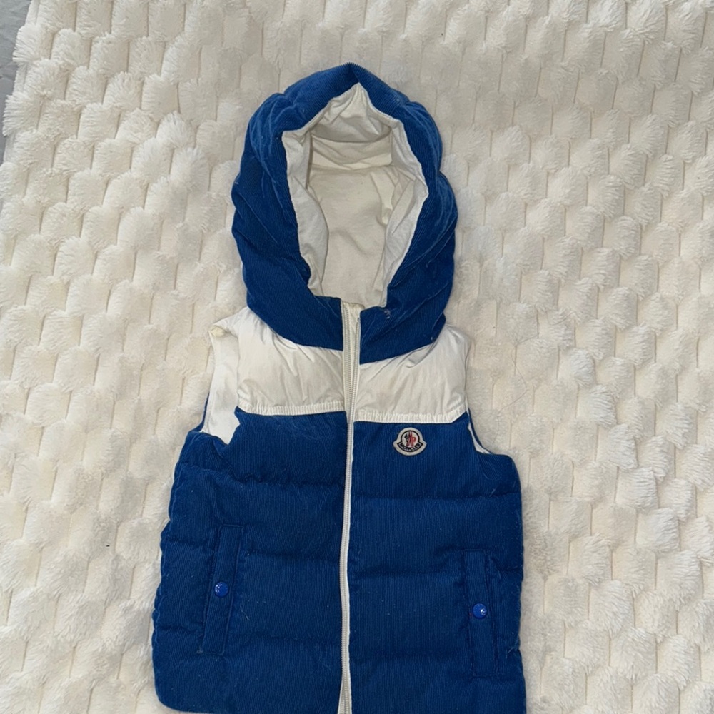 Moncler Blue and White Hooded Vest